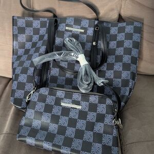 Steve Madden Black and Gray Tote Bag Set